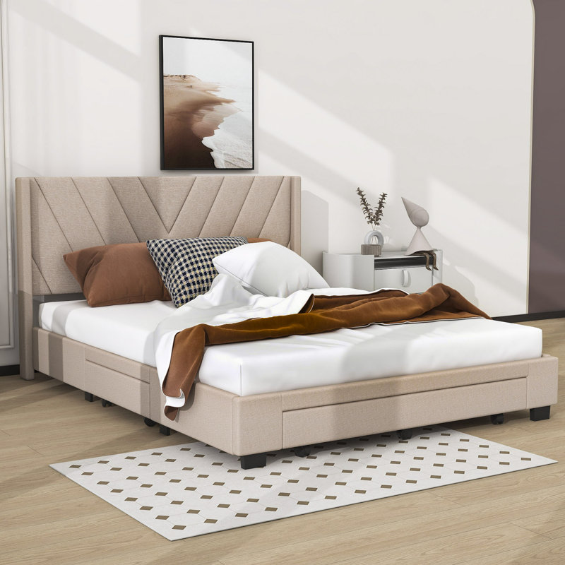 Latitude Run Queen Tufted Upholstered Low Profile Storage Platform Bed Wayfair